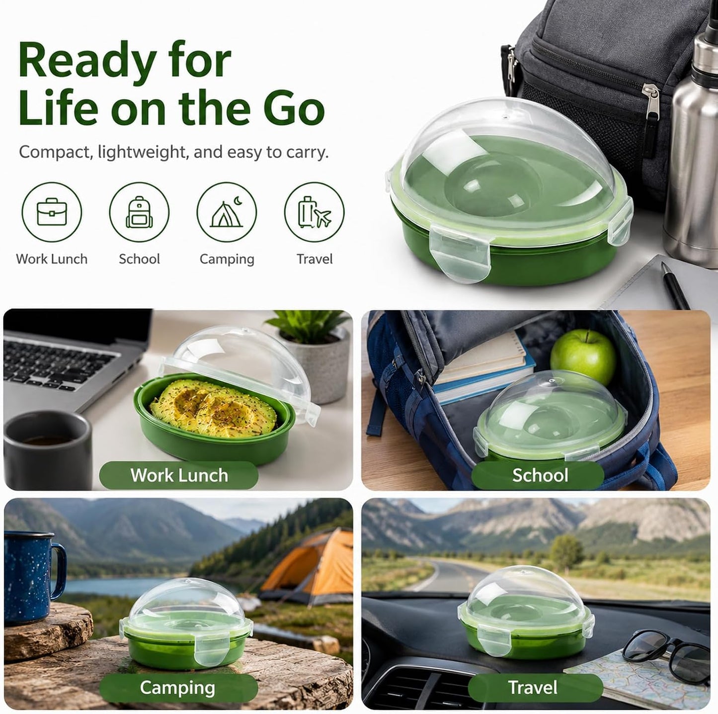 Avocado Saver Holder With Clear Lid Keep Fresh Fruit Container Box | Airtight Seal, Leak-Proof Design, Compact & Stackable, Reusable