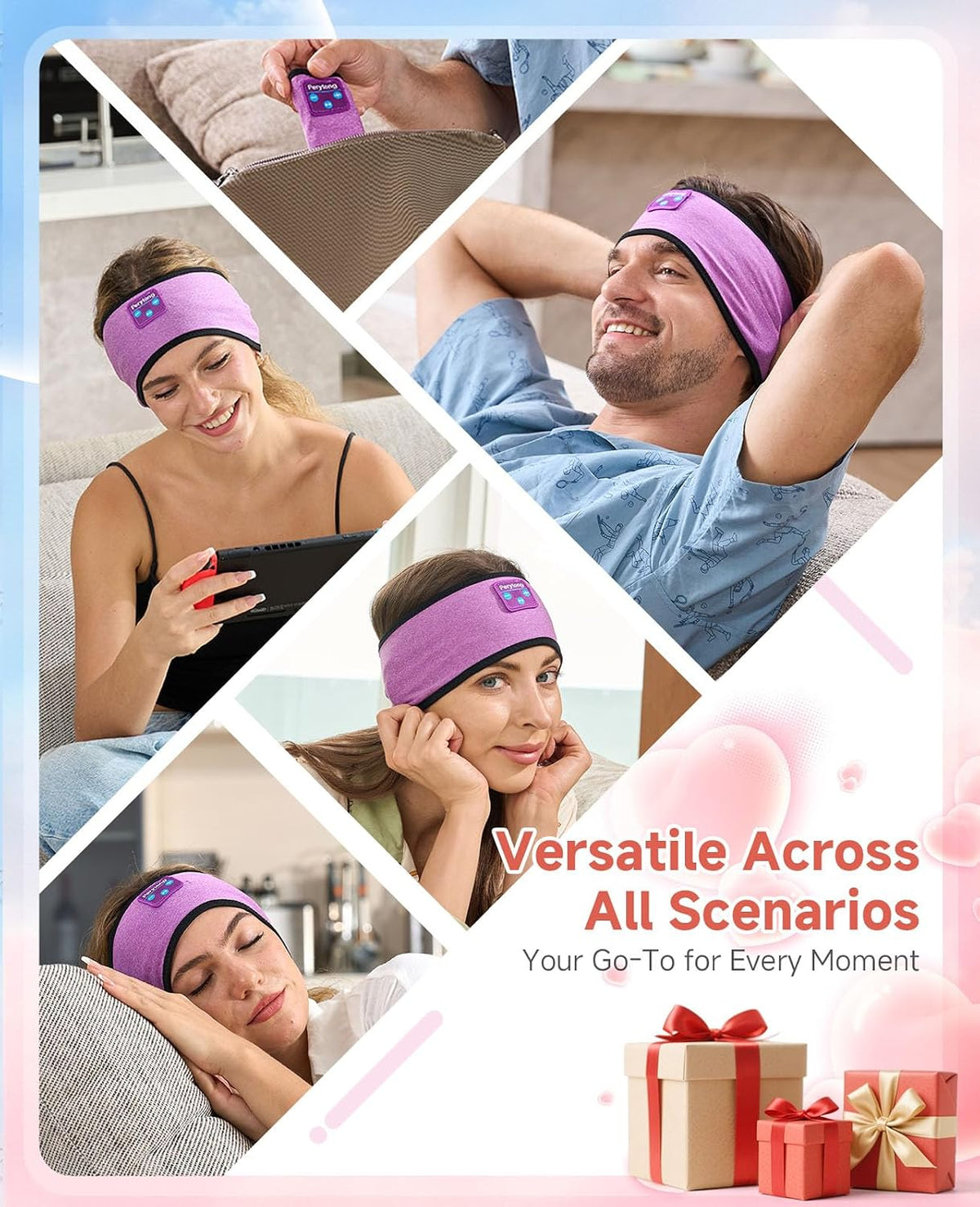 Sleep Headphones | Bluetooth 5.4 Headband | Wireless Earbuds Earphones Sweat Resistant with Ultra-Thin HD Stereo Speaker, Headphone Band for Side Sleepers Workout Running Tech Gadgets Unique Gifts