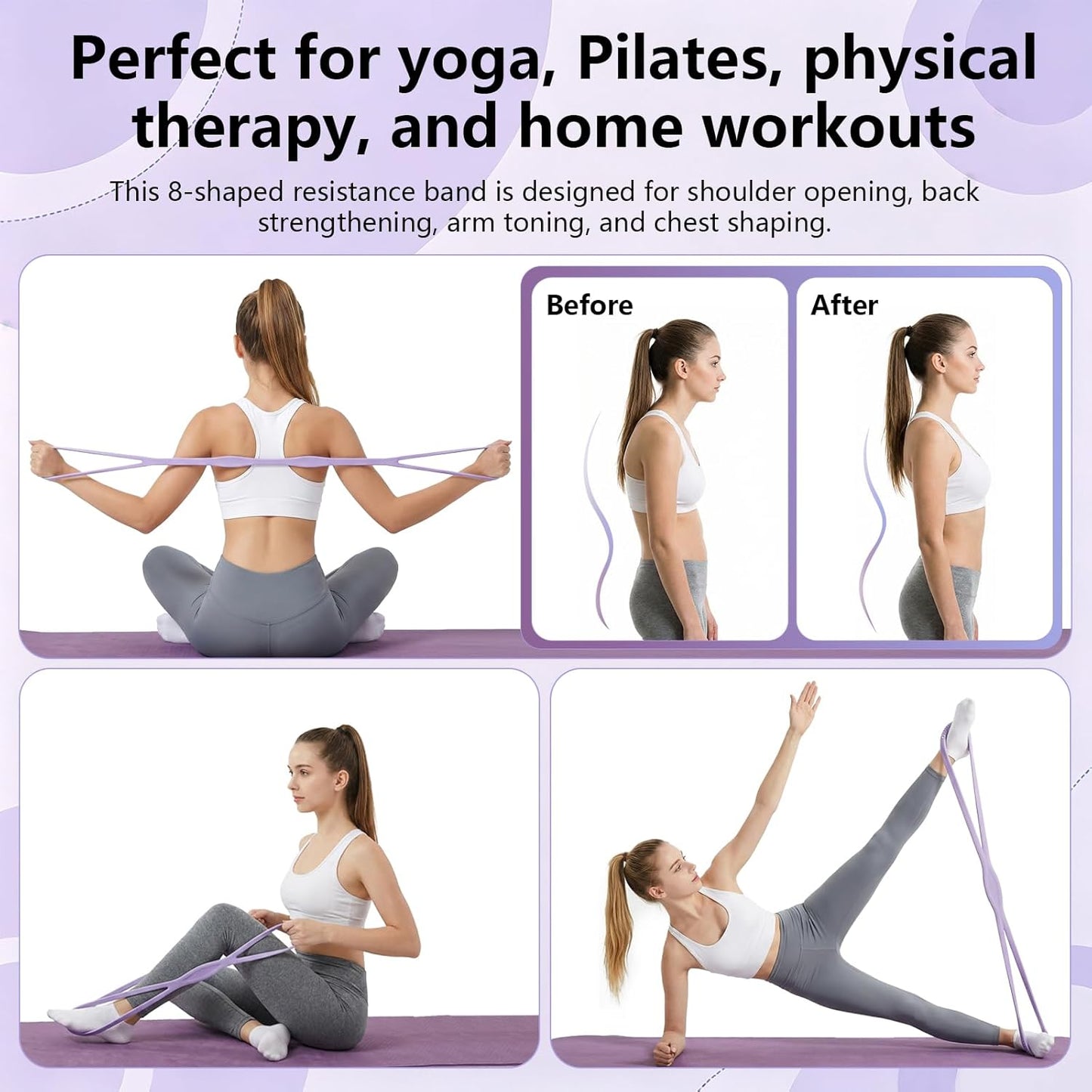 Figure 8 Resistance Band, Figure 8 Resistance Bands for Women Men,Resistance Band Figure for Working Out, Non-Slip Handles, Home Gym, Yoga & Physical Therapy