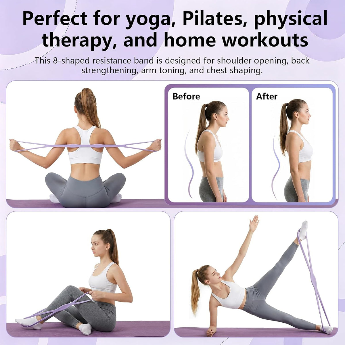 Figure 8 Resistance Band with Handles, for Home Gym,Yoga & Physical Therapy