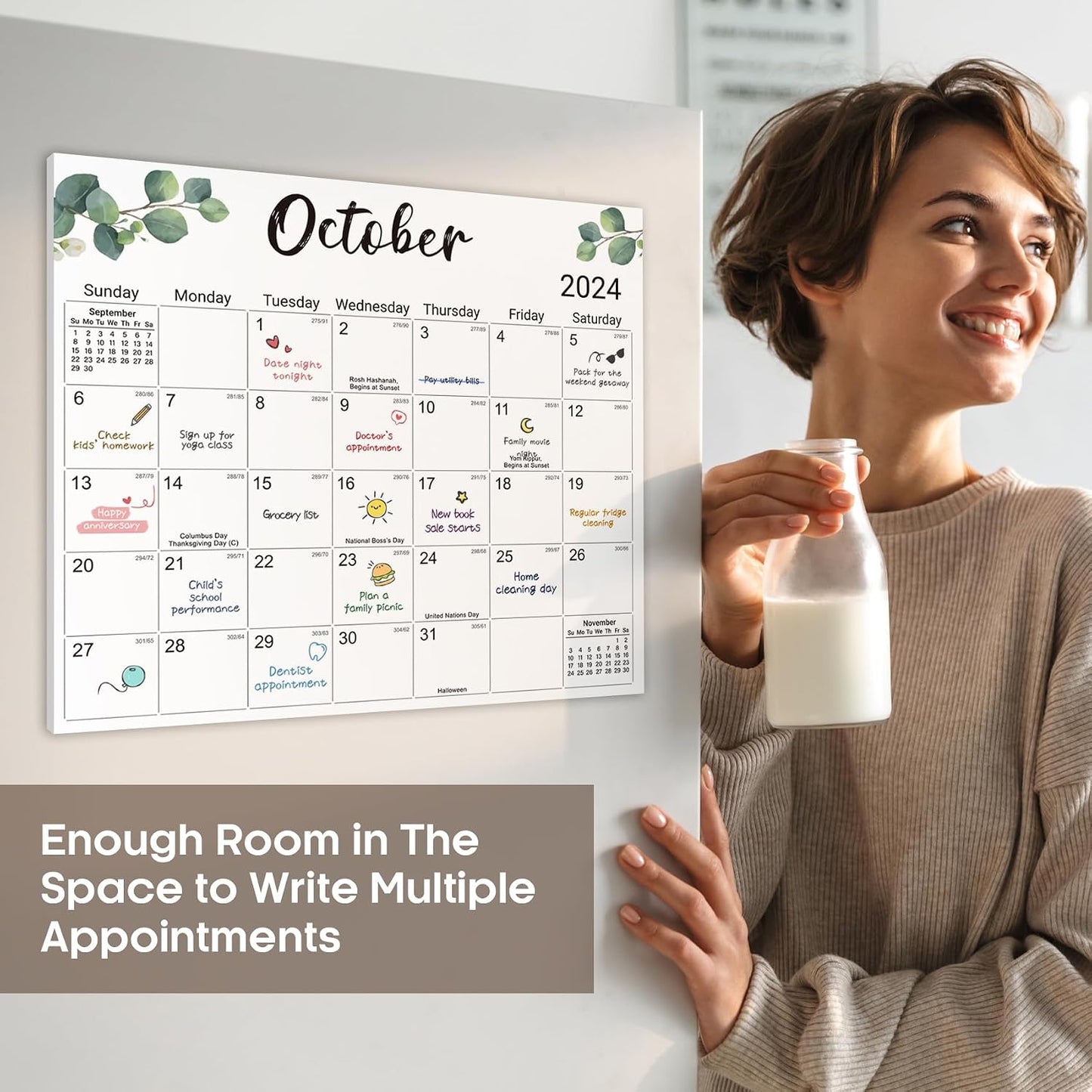 2026-2027 Magnetic Calendar for Refrigerator, Apr 2026-Dec 2027 | 21-Month Fridge Calendar 2026-2027 for Home Planning, Scheduling and Easy Organization, Greenery