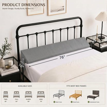 Twin Bed Wedge Pillow for Headboard Gap/Bed Gap Filler Black | Long Triangle Corner Pillows with Pockets,Dense Foam,Pillow Prevents Stuff Drops, Between Twin Mattress and Frames Home Decor