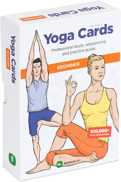 WorkoutLabs Yoga Cards – Beginner: Visual Study, Class Sequencing & Practice Guide with Essential Poses, Breathing Exercises & Meditation · Plastic Flash Cards Deck with Sanskrit