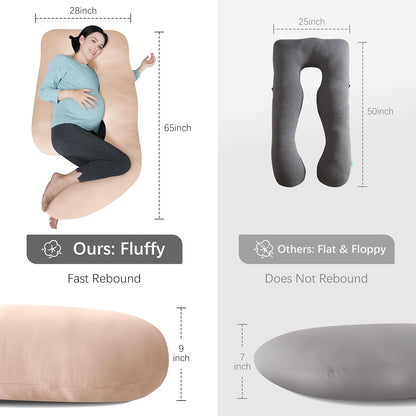 MOON PARK Pregnancy Pillows for Sleeping - 57 Inch U Shaped Full Body Maternity Pillow with Removable Cover - Support for Back, Legs, Belly, Hips - Pregnancy Pillow for Women - Grey