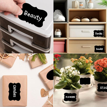 200 Pcs Chalkboard Labels,Reusable Labels with 1 Liquid Chalk Markers Removable Labels,Suitable for Mason Jars Storage Boxes Food Containers Storage Jars Kitchen Food Spice Storage(Black)