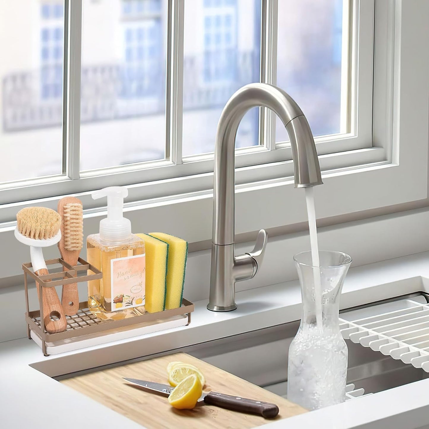 Toothbrush Holders Toothpaste Organizer Bathroom Accessories, Matte Black | Carbon Steel, 4 Slots, Removable Drip Tray, Easy to Clean, Electric Toothbrush Storage, for Countertop, Shower, Sink