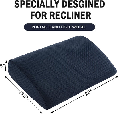 HOMBYS Lumbar Support Pillow for Recliner Chair, Memory Foam Back Support Cushion for Elderly,Extra Large Lumbar Support Pillow,Thick Backrest for Home Reading (Grey, 20“x13.5"x5")