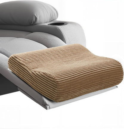 B Shape Corduroy Recliner Foot Pillow, Foam Extra Large Foot Rest Cushion with Adjustable Straps, Suitable for Bed Chair Sofa Headrest Back Lumbar Leg Support Pillow (Light Brown)