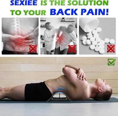 Back Stretcher for Lower Back, Pneumatic Adjustable Lumbar Support Board with 10 Magnets and 90 Massage Points, Daily Back Stretching Device for Home, Office, Yoga and Travel