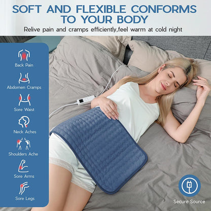 Heating Pad for Period Cramps, Heating Pad for Back/Neck/Shoulder Muscle Pain, 6 Heating&4 Timer Setting, Auto Shut Off, Dry/Moist Heat & Machine Washable, Gray Birthday Christmas Gifts for Women Mom