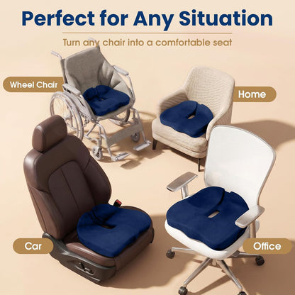 Memory Foam Seat Cushion for Office Chair & Car Seat, Black