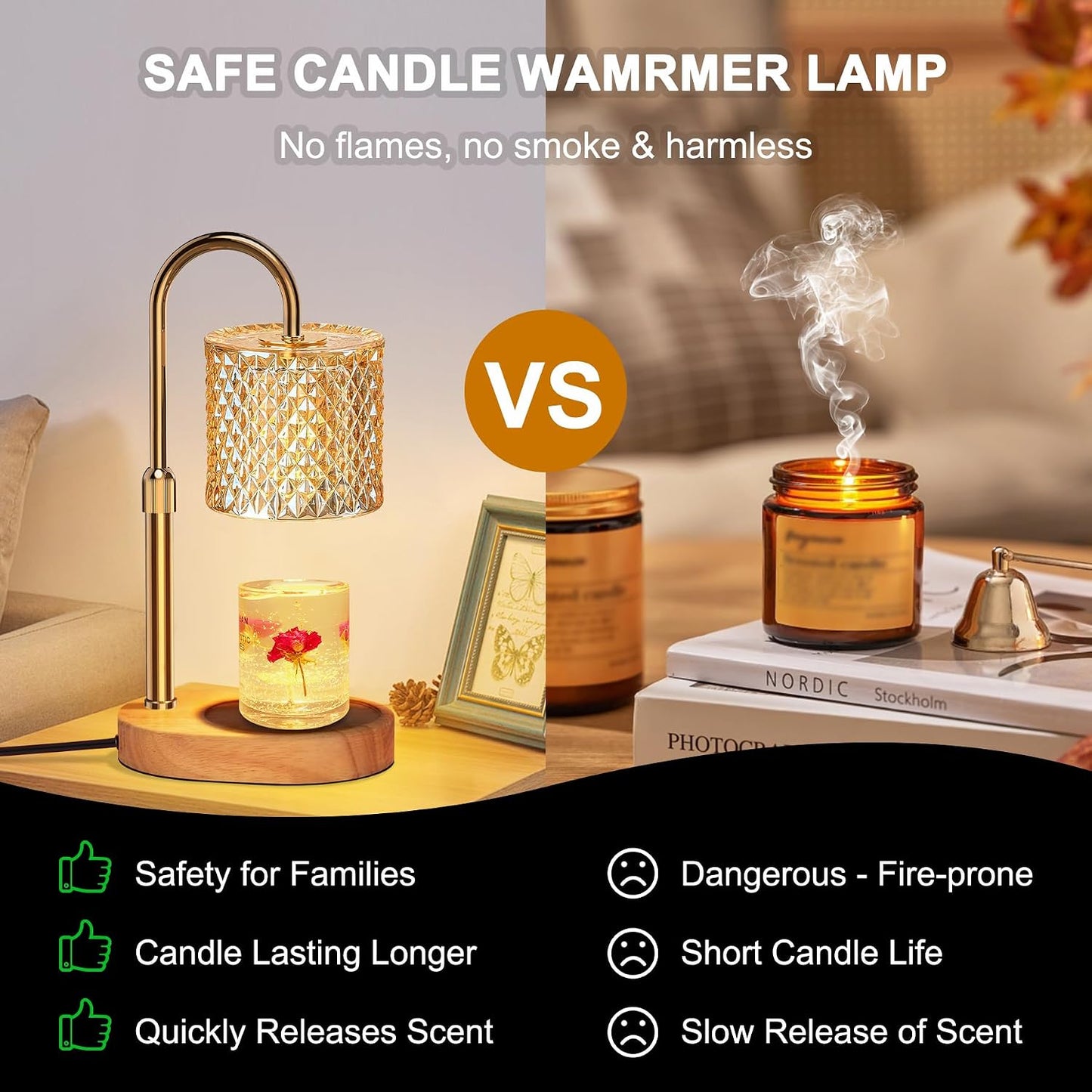 ZENLEA Candle Warmer Lamp with Timer, Candle Lamp with Dimmer, Wax Warmer Height Adjustable for Home Decor, Wax Melt Warmer for Scented Candles