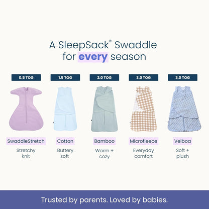 HALO 100% Cotton Sleepsack Swaddle, 3-Way Adjustable Wearable Blanket, TOG 1.5, Birds, Newborn, 0-3 Months - Colors B