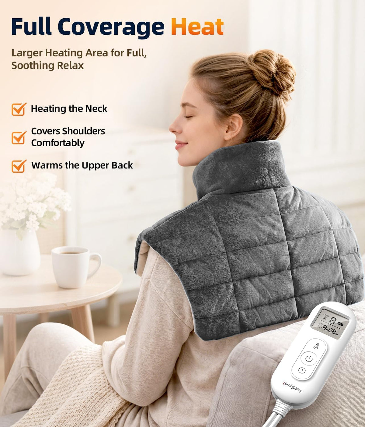 Comfytemp Heating Pad for Neck Shoulders Back, 2.6 Ib Weighted Heating Pad