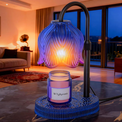 Flower Candle Warmer Lamp, Timer & 4-Level Dimmer, Adjustable Height | Flameless Electric Wax Warmer for Jar Candles, Includes 2 Bulbs, Pink, Home Decor Gift for Mom & Women, Housewarming