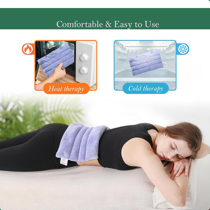 Romfox Microwavable Heating Pad for Pain Relief, Moist Heat for Cramps, Muscles, Joints, Back, Neck and Shoulders, Heat Compress Pillow, for Both Hot and Cold Therapy (12 * 6 Lavender)