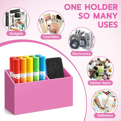 MR.MATE Magnetic Pen Holder,Clear Magnetic Marker Cup for Fridge Whiteboard | Dry Erase Marker Pencil Holder with Acrylic Cup and Strong Magnet, Non-slip Design For Refrigerator Locker Office & Classroom