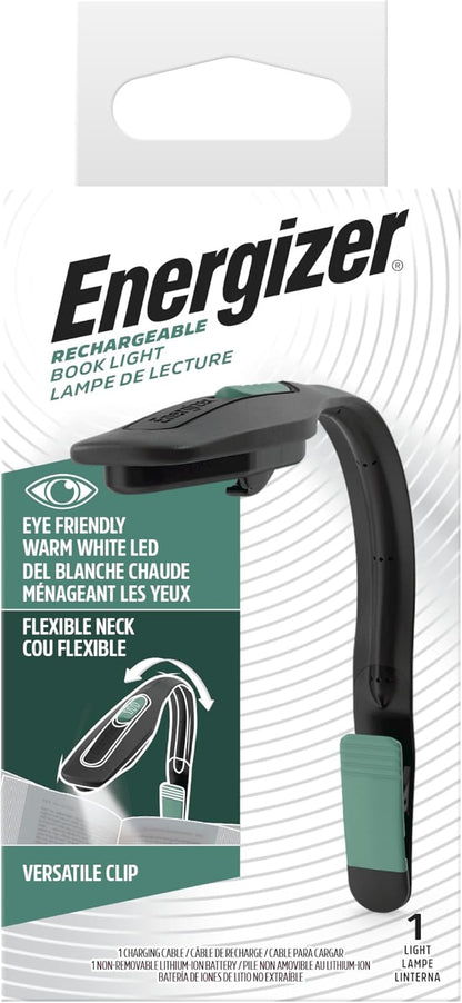 Energizer Flex-R LED Rechargeable Book Light for Reading in Bed, Reading Light with Warm LED Color, Long-Lasting and Lightweight, Pink