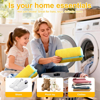 Shoe Washing Machine Bag – Reusable Laundry Shoe Bag for Sneakers, Running Shoes & White Shoes, Helps Protect Against Deformation, Scratches & Washer Damage(Yellow 2pcs)