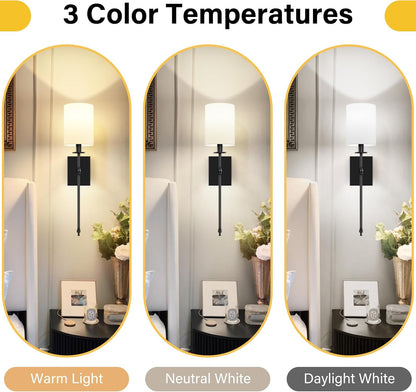 Battery Operated Wall Sconces Set of 2, Rechargeable Sconces with Remote