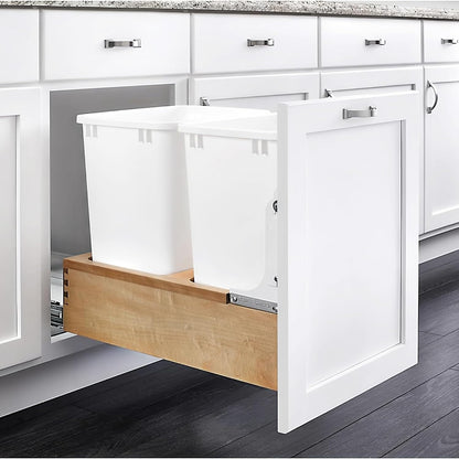 Rev-A-Shelf Double Pullout Trash Can w/Soft-Close Slides, 14.5" Min Opening | Large Capacity Garbage/ Recycling Waste Bins for Under Kitchen Cabinets, Heavy Gauge Wire Construction, 4WC-18DM2