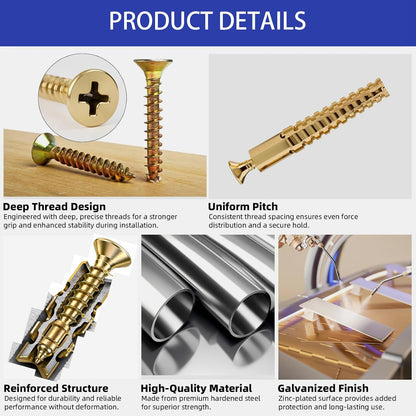 6×14mm Short Expansion Screw Set, 50pcs for Cabinet Hinge Repair and Stripped Thread Restoration, Secure Cabinet Door Fastening, Suitable for Tile Stone Wood and More