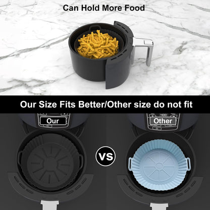 Silicone Air Fryer Liners 2 Pack, Reusable Liners Compatible for Ninja Foodi DZ201, DZ401, DZ550, COSORI, Chefman, Instant Air Fryer, and 6-in-1 8-10QT Air Fryer Baskets