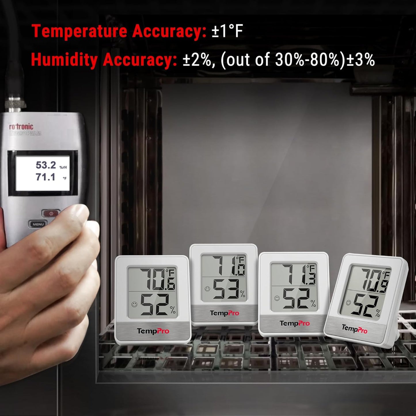 TempPro TP49 3 Pack Digital Hygrometer Indoor Thermometer | Humidity Meter Mini Hygrometer with Temperature and Humidity Monitor Outdoor and Room Thermometer Weather Station