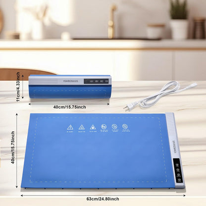 Warming Mat for Food,Food Warming Mat,1 Pack Electric Food Warmer Mat with Graphene Heating Tech, 3 Temperature Settings & 15 Timer Modes, Child Safety Lock, Silicone Heating Pad for Buffets Party