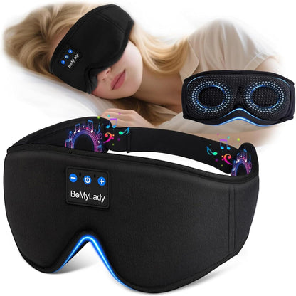 Sleep mask Headphones,100% Blackout 3D Zero Eye Pressure Bluetooth Sleep mask Breathable Eye mask with Bluetooth Headphones Sleep Headphones for Side Sleepers, 14H Playtime&Bluetooth 5.4 Black