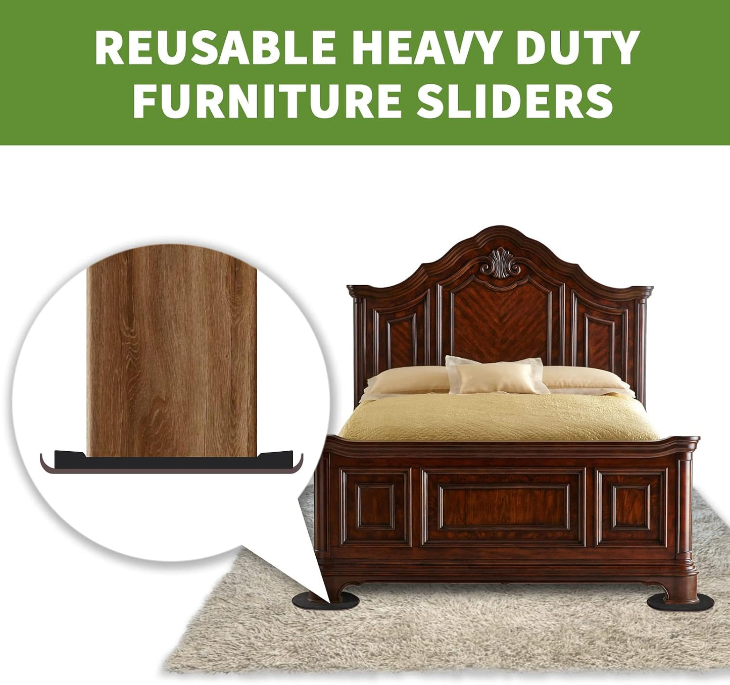 Furniture Sliders for Carpet 8 PCS - 3 1/2" Beige | Furniture Moving Sliders, Chair Leg Floor Protectors, Carpet Sliders for Furniture - Move Your Furniture Easily & Safely