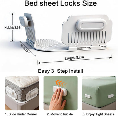 Bed Sheet Holders for Corners, Bed Sheet Clips Suitable for All mattresses, Easy-to-Install Bed Sheet Corner Holders Set of 4,Make the Bed Sheet Flat, Comfortable and not misplaced
