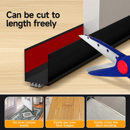 2 Pack Weather Stripping Door Seal, 36” Length Cuttable Door Draft Stopper, Strong Adhesive Door Sweep for Exterior and Interior Doors (2, White)