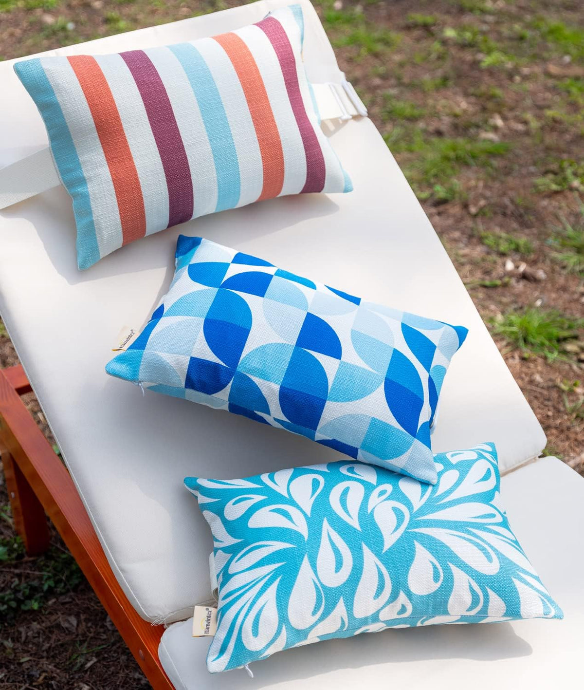 Outdoor Neck Pillow for Recliner,Patio Chaise Lounge Waterproof Headrest Pillow with Adjustable Elastic Stripe,Small Pillows Attachment for Office Chair,Car Seat Head or Lumbar, Navy Blue 2Pack