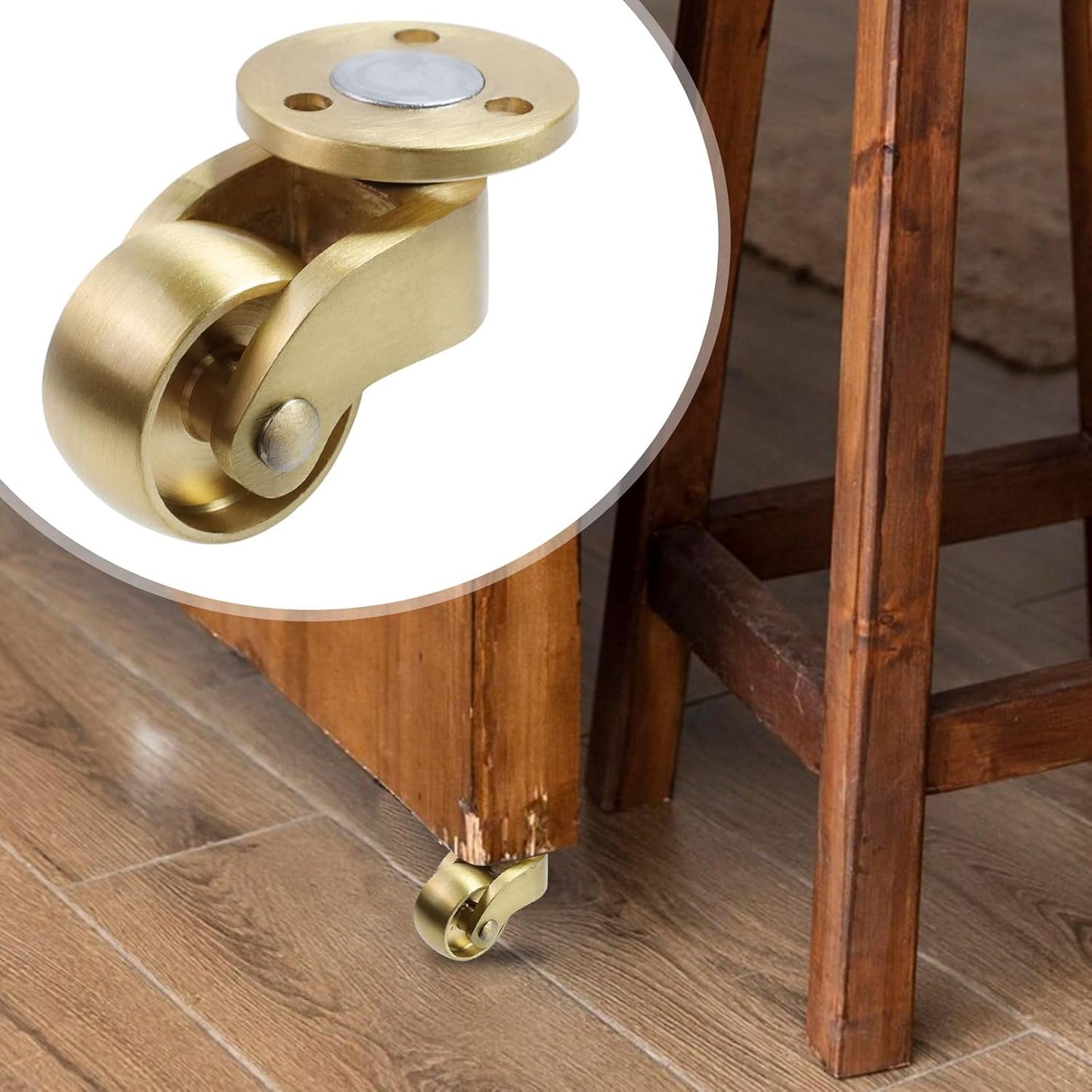 Semetall 4PCS Swivel Caster Wheels Square Cup Furniture Castors (Bronze) | 150kg Load Capacity, with Screws for Piano Feet, Sofa, Table, 1.02 Inch (26mm) Wheels