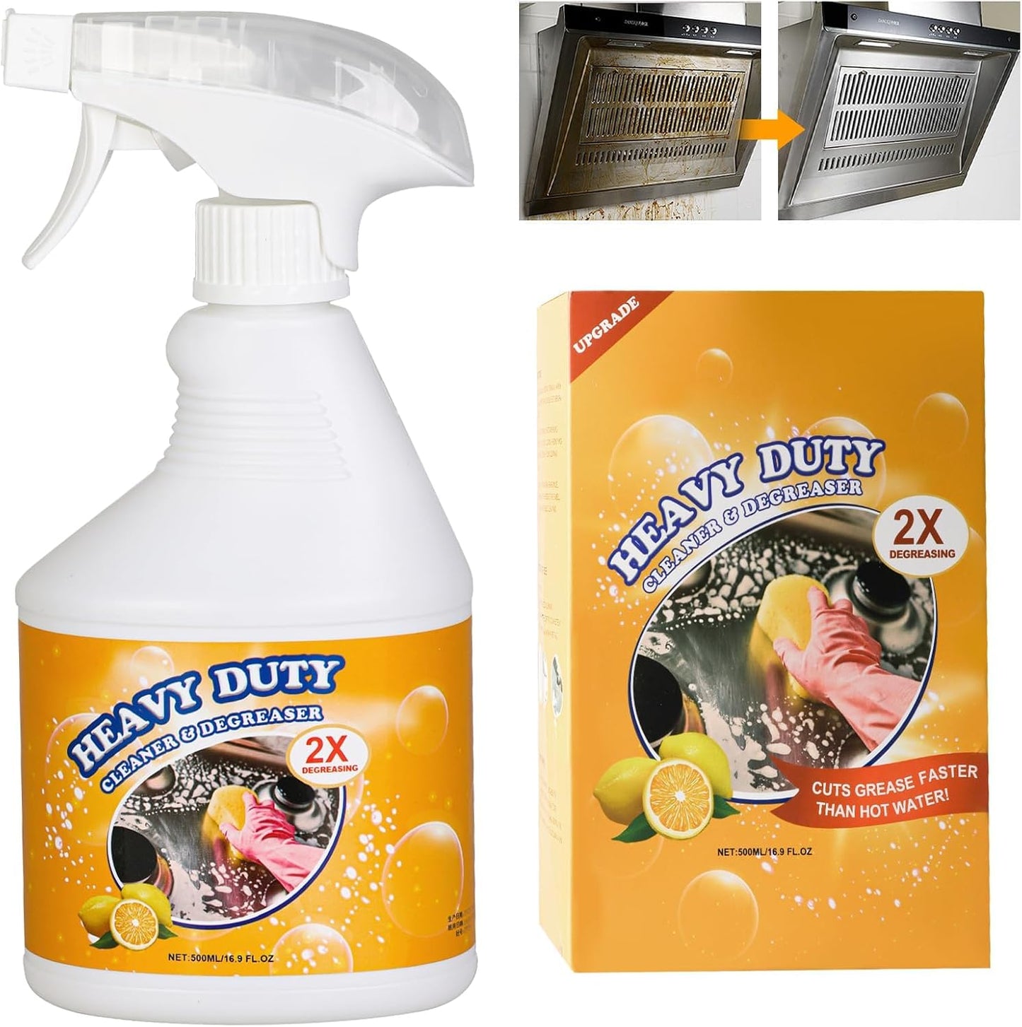 16.9 Fl Oz Clean Up Kitchen Oil Stains Spray, Kitchen Heavy Duty Cleaner Spray,All-Purpose Oil Stain Remover and Degreaser Spray, Multipurpose Foam Cleaner Spray, Kitchens Grease Cleaner