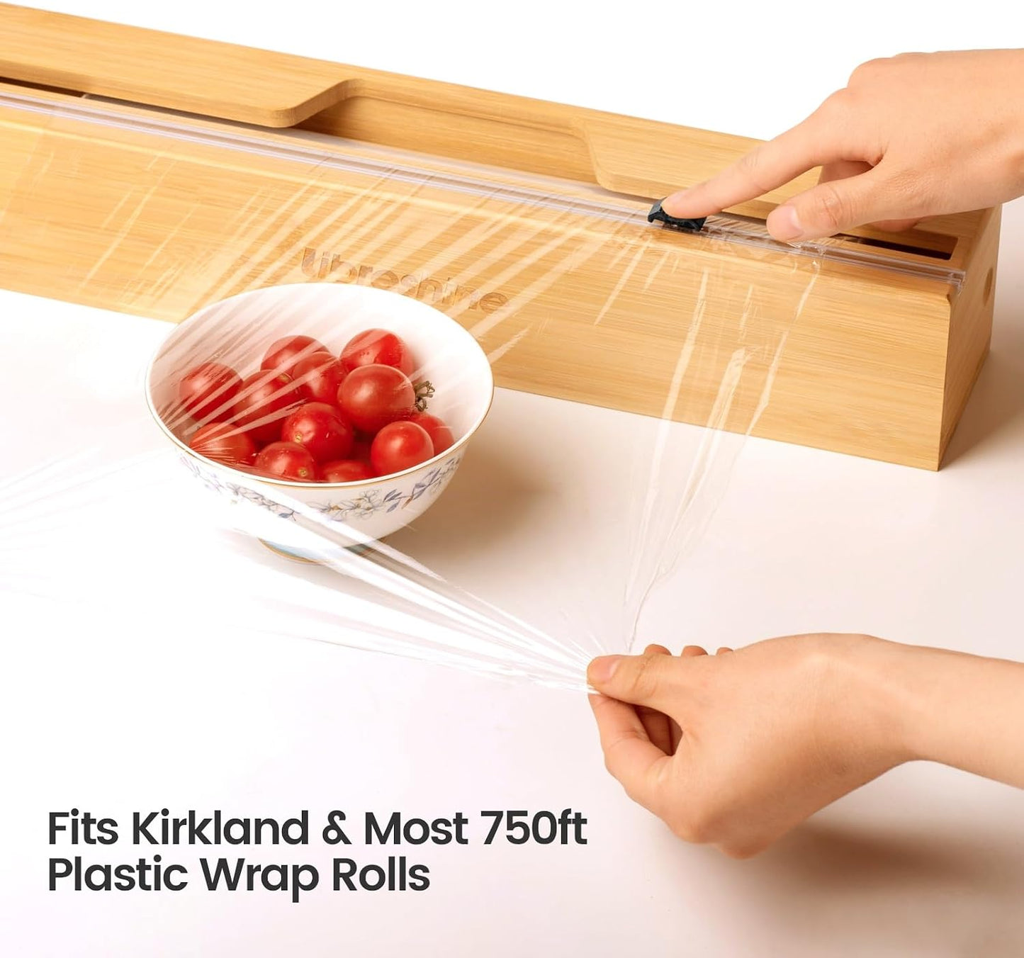 18-Inch Foil Dispenser with Slide Cutter & Butcher Paper Holder | Compact bamboo organizer for countertop, drawer, cabinet or wall mounting, made for many common 18-inch foil and paper rolls