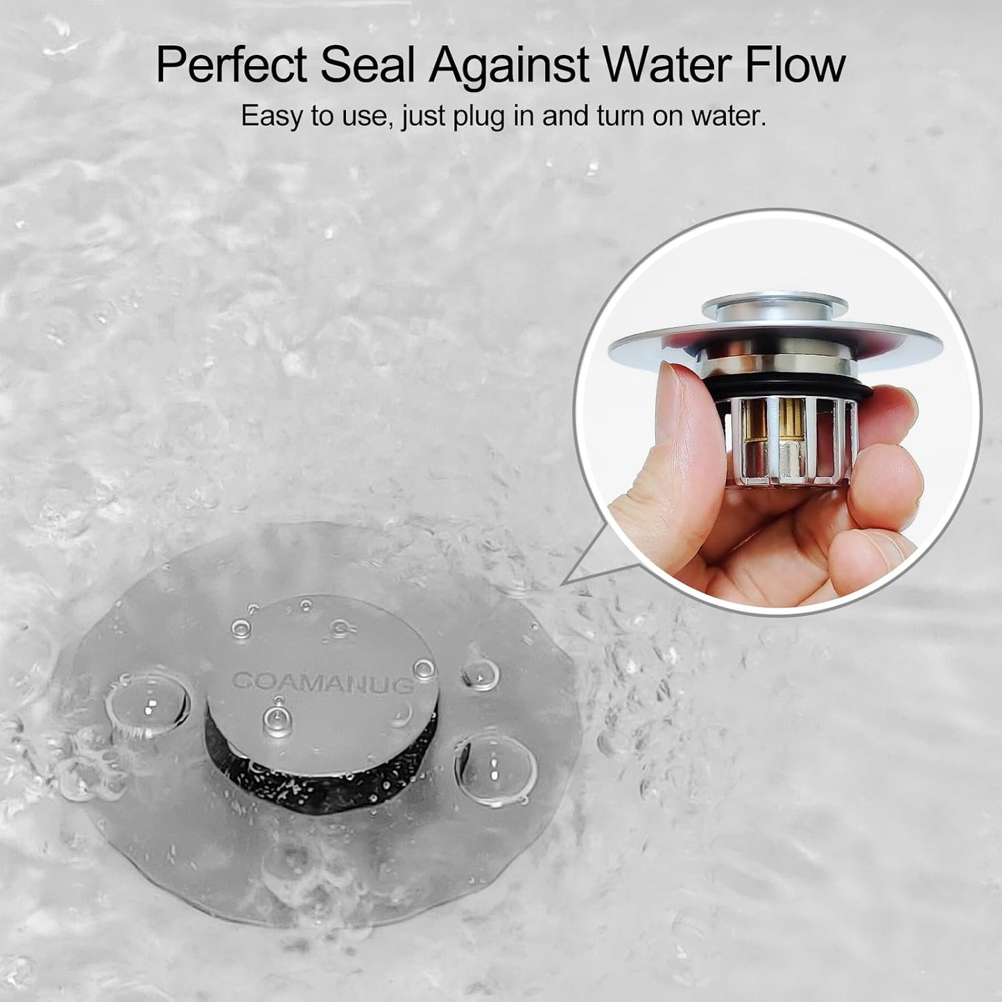 coamanug Bathtub Stopper | Shower Drain Hair Catcher, Pop-up Tub Stopper with Strainer | Bathroom Drain Plug | Drain Protector for 1-1/2 to 1-3/4"" Bath Drain Hole