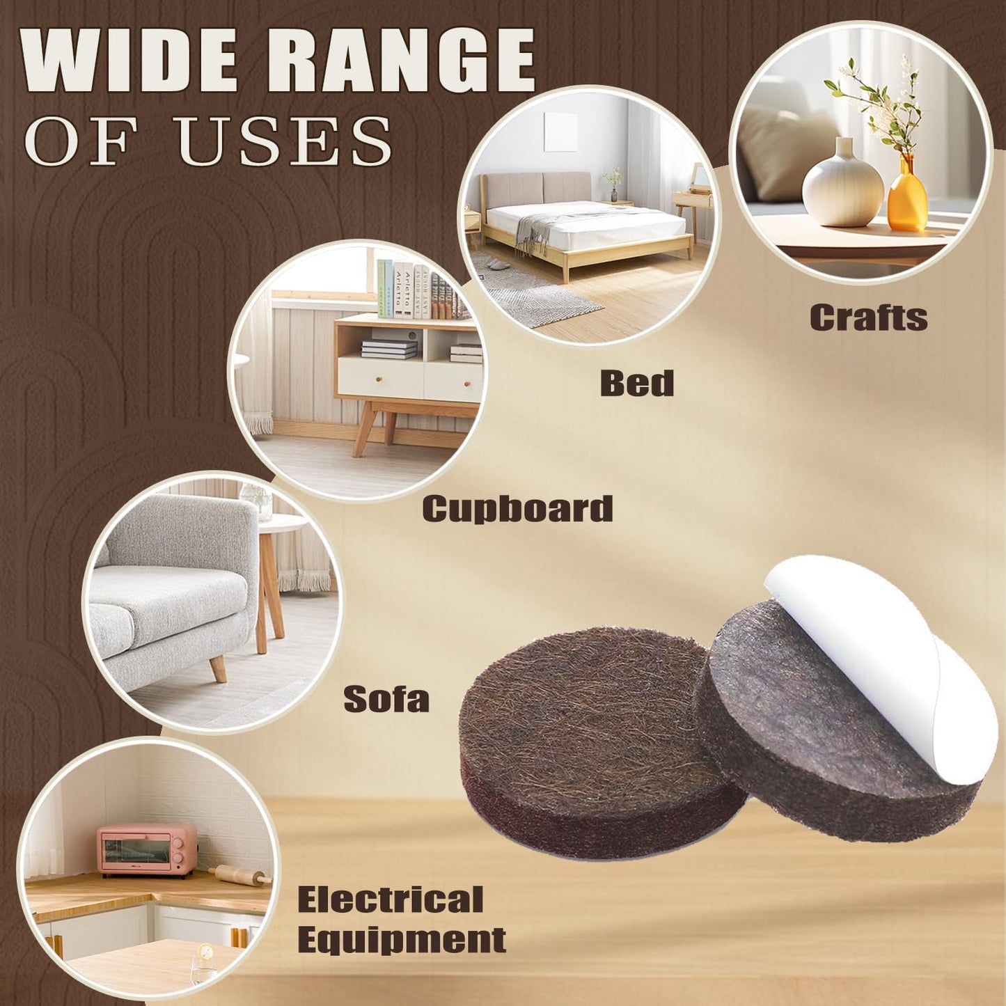 Felt Furniture Pads -182 Pcs Premium Felt Pads for Chair Legs Furniture, Floor Protectors for Hardwood Floors, Black