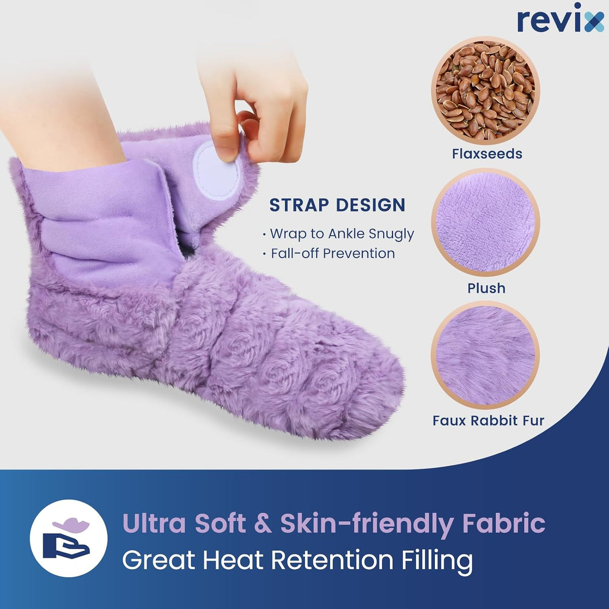 REVIX Microwavable Foot Warmers, Heated Booties for Cold Feet, Purple L