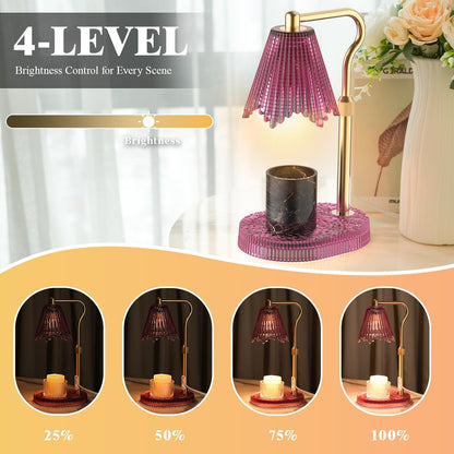 Flower Candle Warmer Lamp,Adjustable Timer & Dimmer(Black2) | Adjustable height fits jars. Timer & dimmer safe melt. 2 bulbs & heat-proof base. Perfect for bedroom, office, or gifting.