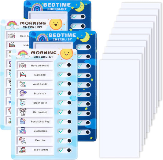 4Pack Upgraded Chore Chart for Kids - Morning Bedtime Daily Routine Chores Chart for Kids with Checklist, Kids Chore Chart, Visual Schedule for Kid Chore Board ADHD Tools for Kid Sliding Chore Chart