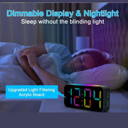 ciciglow RGB Loud Alarm Clock with Bed Shaker for Heavy Sleeper, 3 Modes Vibrating Alarm Clock, 7.4 Inch LED Display, 12/24H, Snooze, Brightness Adjustable