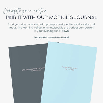 MäksēLife Evening Reflections & Gratitude Journal | Daily Mindfulness & Self-Care Notebook, A5 Lay-Flat Binding, Vegan Leatherette Cover, 120GSM Recycled Paper