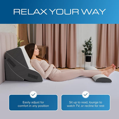 Kolbs Leg Elevation Pillow for After Surgery | Flat Top Bed Wedge Bolster Pillow for Legs | Foot, Knee, Ankle Elevation Post Surgery (Flat Top 7" Height)