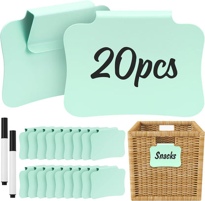 12PCS Basket Labels Clip On for Storage Bins, Removable & Erasable Bin Labels Clips On, Laundry Kitchen Pantry Labels for Organizing Baskets Cube Box (Pink)
