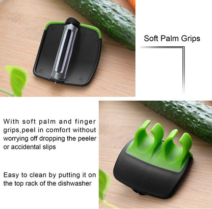 Mudder 4 Pieces Finger Vegetable Palm Peeler Kitchen Fruit Potato Peeler with Comfortable Rubber Finger Grip For Pumpkin Carrot Cucumber Potato
