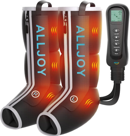 ALLJOY Leg Massager with Heat and Compression, Helpful for Swelling Edema | Sequential Leg Compression Massager Boots with 2 Heat 4 Mode 4 Intensity, Leg Massager for Circulation and Pain Relief FSA