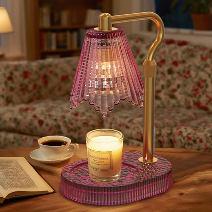 Flower Candle Warmer Lamp,Adjustable Timer & Dimmer(Black2) | Adjustable height fits jars. Timer & dimmer safe melt. 2 bulbs & heat-proof base. Perfect for bedroom, office, or gifting.