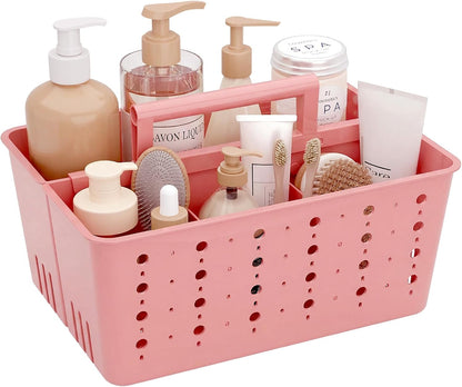 Lifewit Portable Shower Caddy, Plastic Basket Organizer, 1 Pack, Pink | Sturdy ABS plastic, Removable Compartment, Drain Design, College Dorm Room Essentials with Handle, for Bathroom, Toiletry